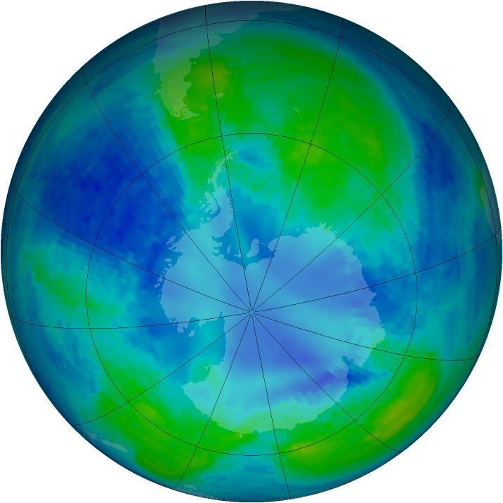 Antarctic ozone map for 20 April 1994